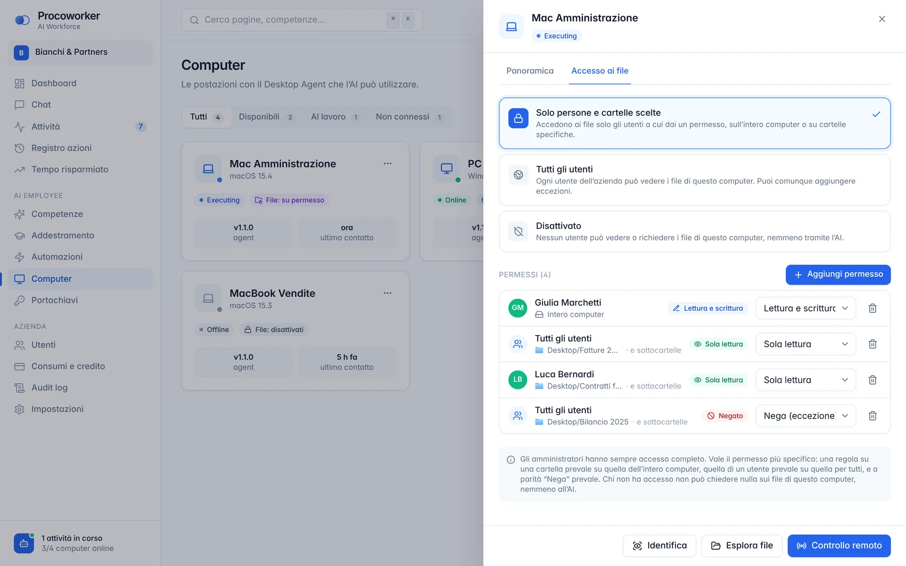 Permessi di accesso ai file di un computer