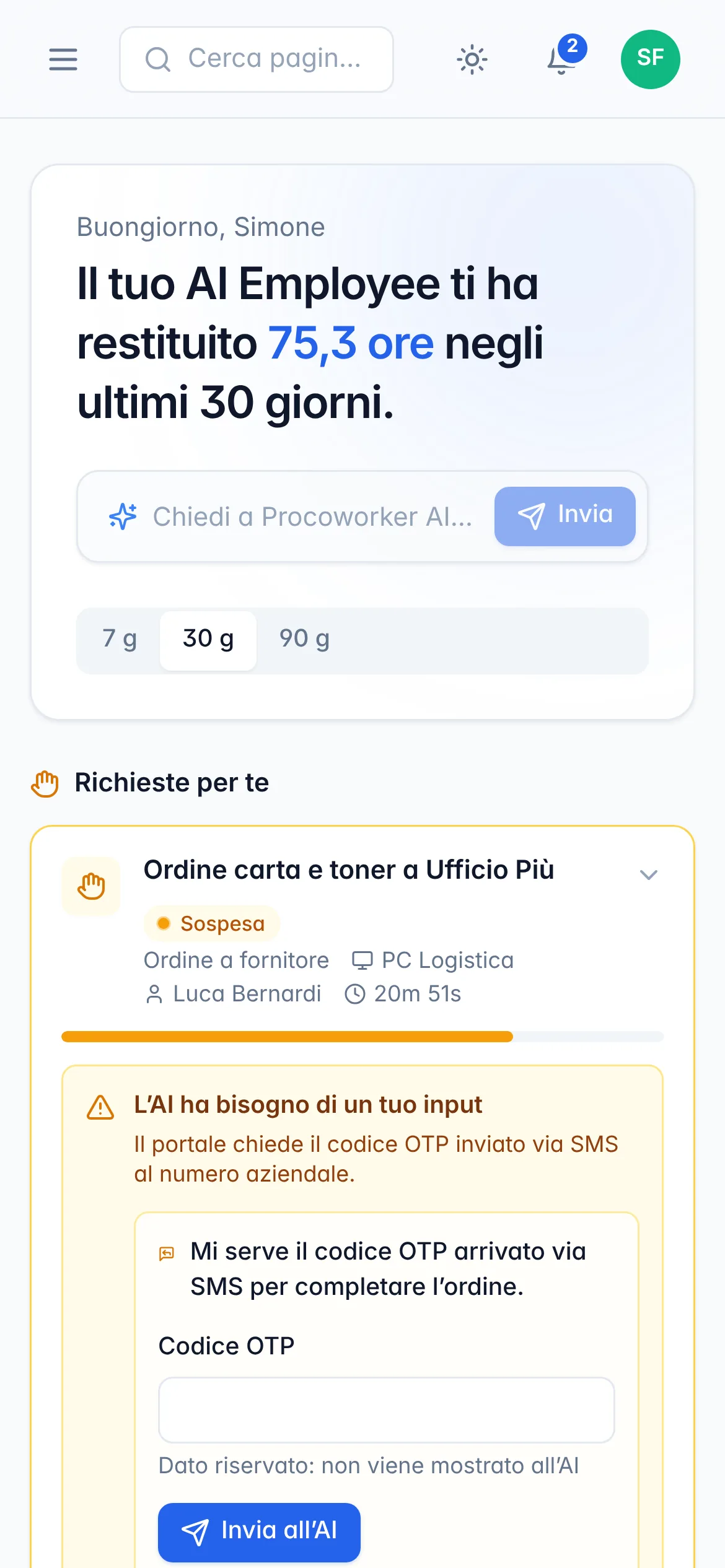 Dashboard su smartphone